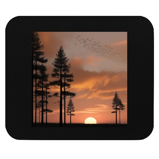 Pine forest at sunset Mouse Pads