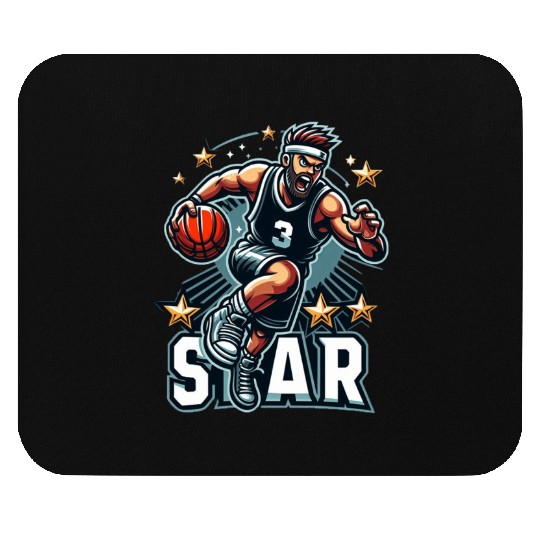 Basketball Star Dribbling Illustration Mouse Pads