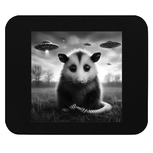 Opossum Funny Graphic Selfie with UFOs Weird Alien Mouse Pads