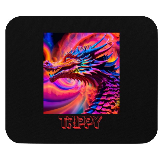 Trippy psychedelic fractal dragon Mouse Pads