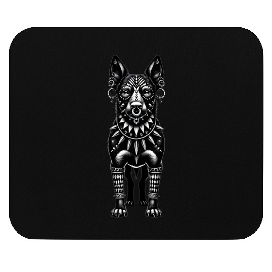 Tribal Sentinel: Gothic Dog Mouse Pads