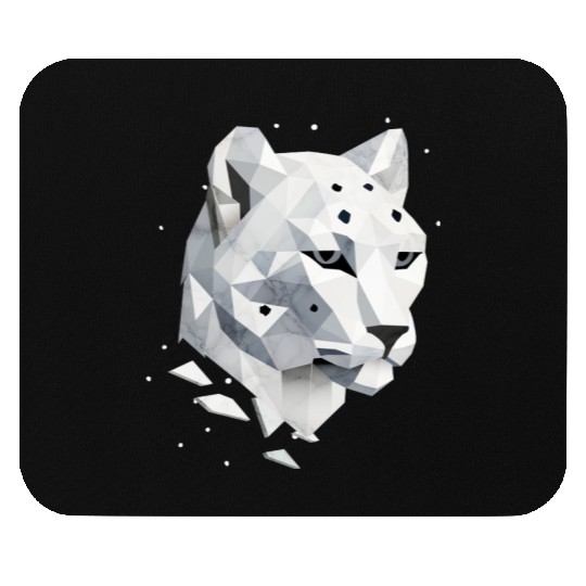 Geometric Snow Leopard - Elegance of the Wild Mouse Pads
