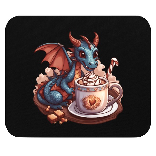 Cozy Dragon and Hot Chocolate Delight Mouse Pads