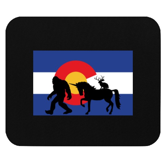Mythical Creature and Jeep in Colorado Flag Mouse Pads