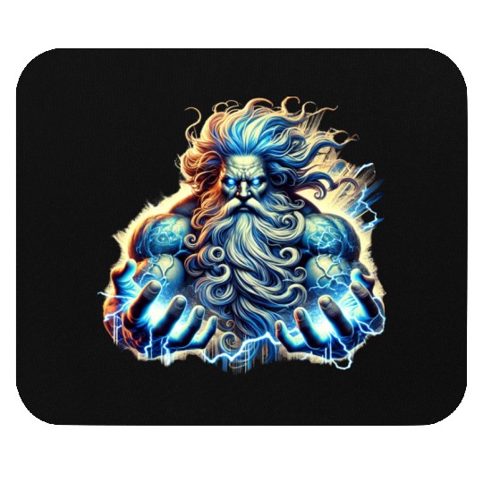 The Greek God Zeus with Lightning Mouse Pads