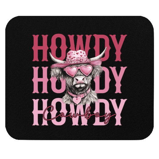 Highland cow - Howdy Cowboy Mouse Pads