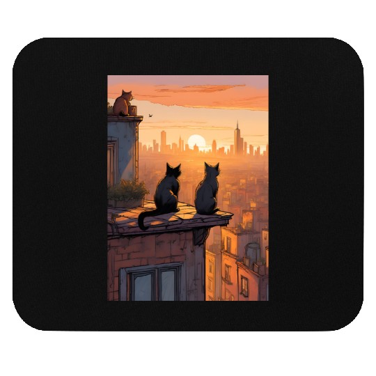 Cat painting red black cat Mouse Pads