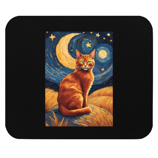 Cat painting red black cat Mouse Pads
