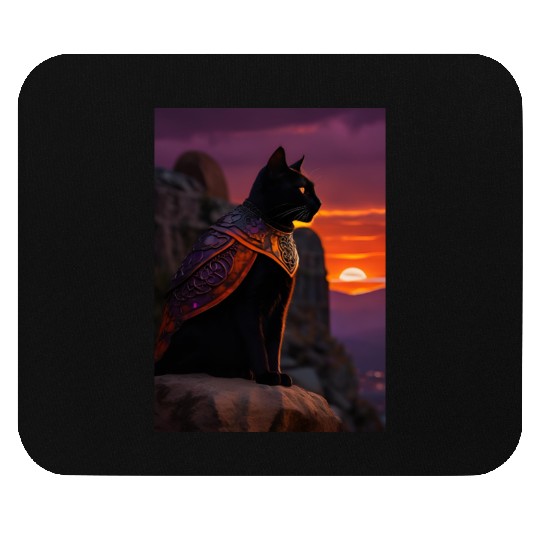 Cat painting red black cat Mouse Pads