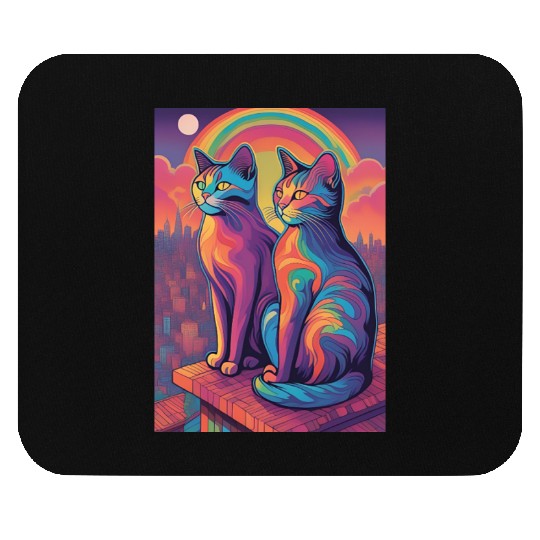 Cat painting red black cat Mouse Pads