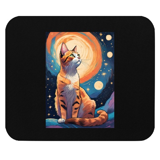 Cat painting red black cat Mouse Pads