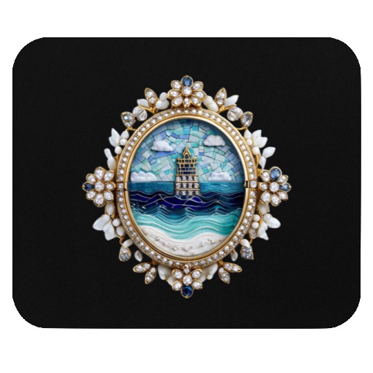 Lighthouse Mosaic Brooch Gemstone Embellishmes Mouse Pads