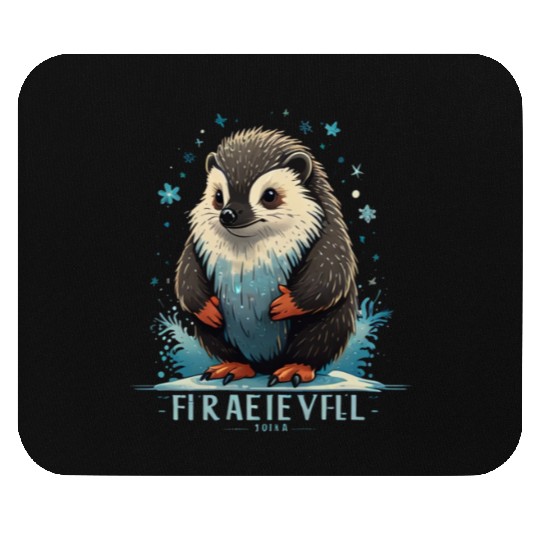 Fantasy hedgehog with snowflakes – Cute winter ani Mouse Pads