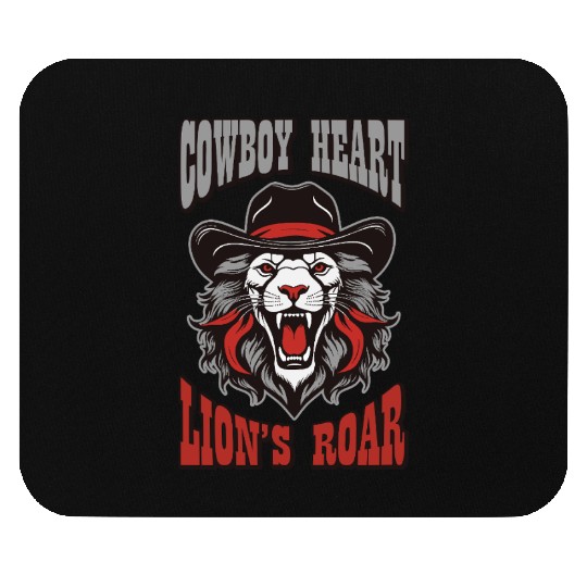 Cowboy heart lion's roar Mouse Pads