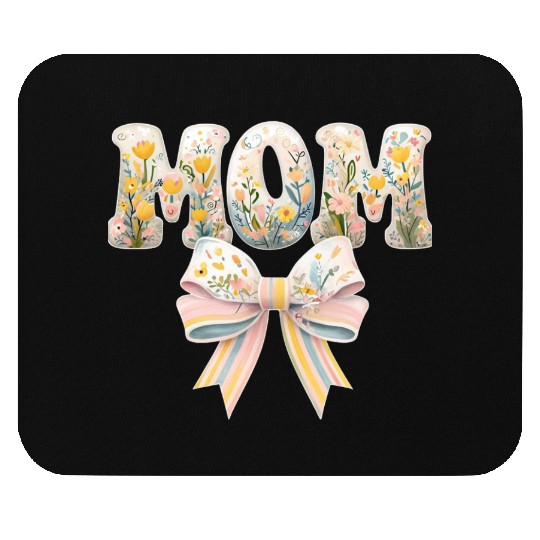 Floral MOM Design with Pastel Bow Mouse Pads