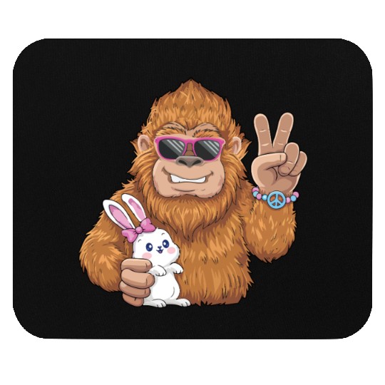 Bigfoot And Bunny Happy Easter Funny Mouse Pads