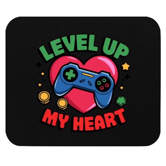 Level Up My Heart - Gaming Valentine's Design Mouse Pads