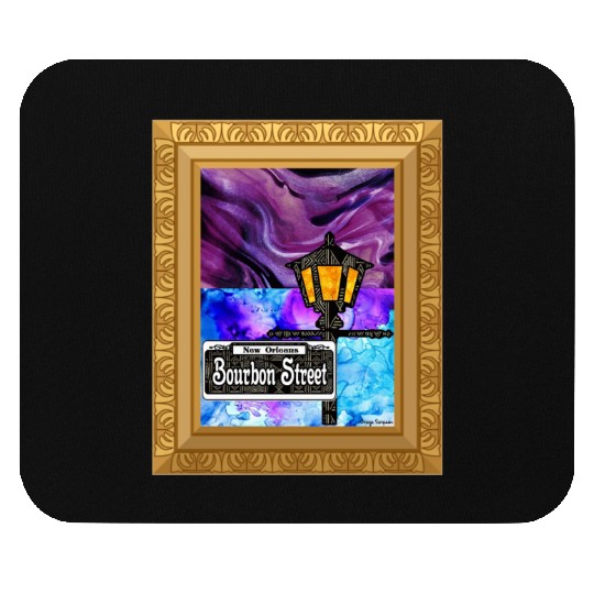 Purple Framed Bourbon Street Lamp Post Mouse Pads