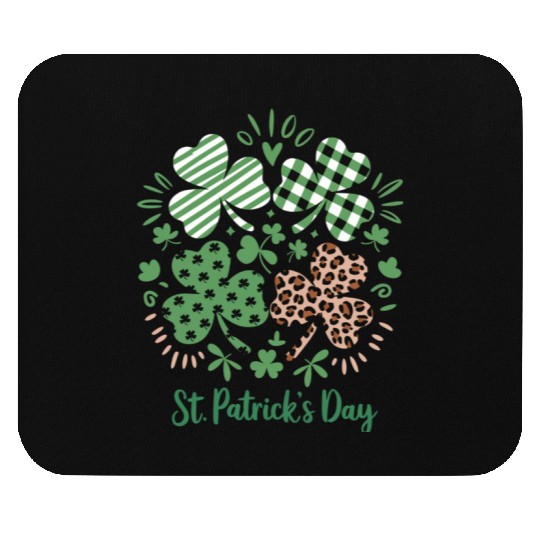 Plaid Leopard Print Shamrock St. Patrick's Day Mouse Pads