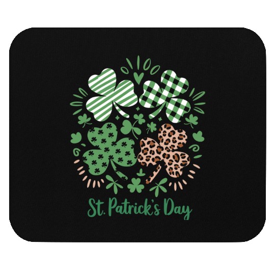 Plaid Leopard Print Shamrock St. Patrick's Day Mouse Pads