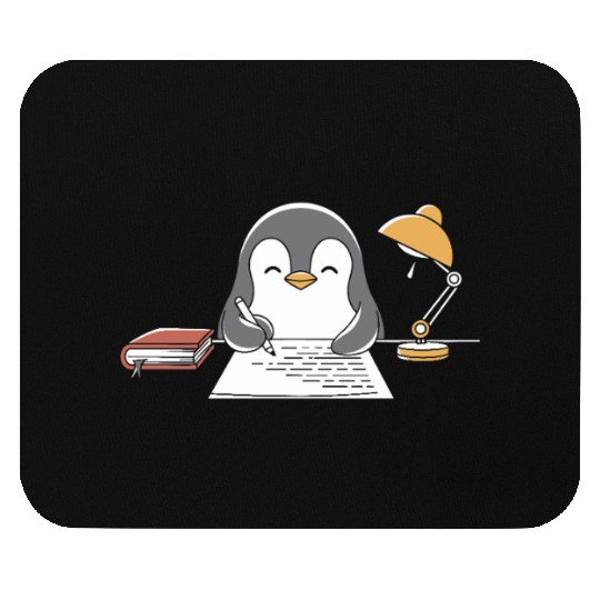 Writer Author Penguin Scribbling at Desk Mouse Pads