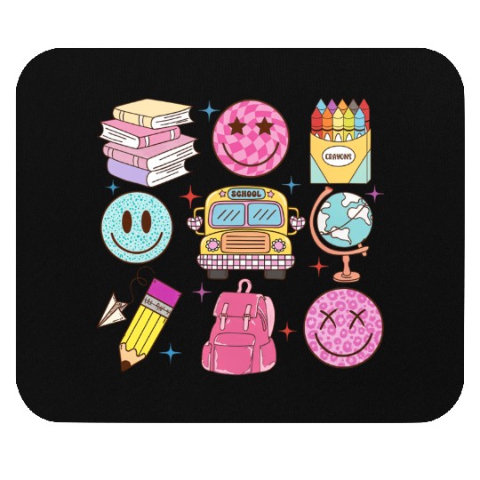 Back To School School Bus Smiling Faces Pencil Cra Mouse Pads