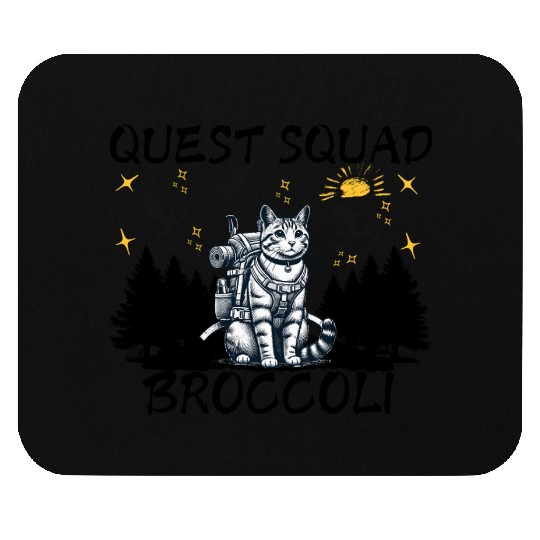 Retro Quest Fantasy Squad Broccoli Funny Cat Lover Mouse Pads