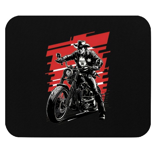 Sheriff Riding Motorcycle Illustration Mouse Pads