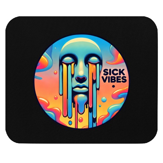 Psychedelic Melting Face with Vibrant Neon Mouse Pads