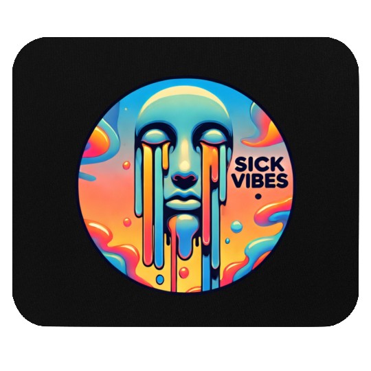 Psychedelic Melting Face with Vibrant Neon Mouse Pads