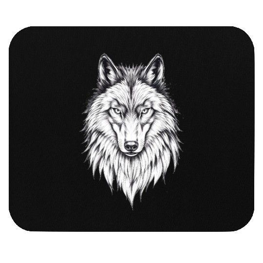 Wolf Face: Majestic and Wild Mouse Pads