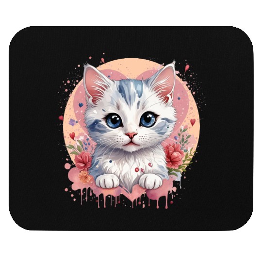 Flower Cat Mouse Pads