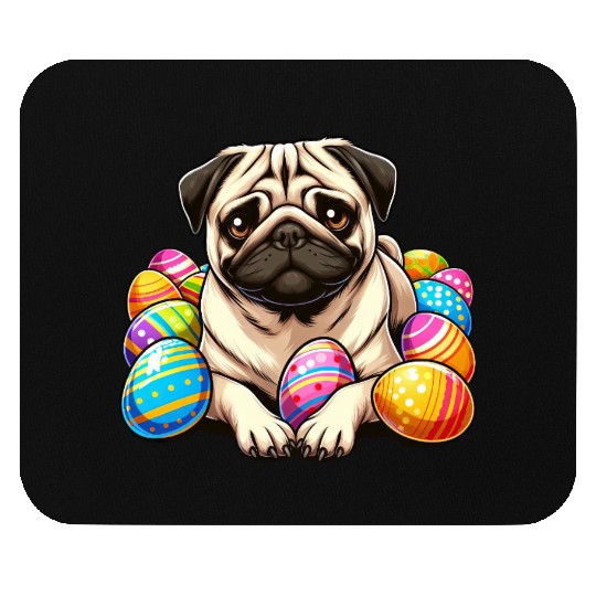 Cute Pug Easter Egg Cartoon Relax Chill Mouse Pads