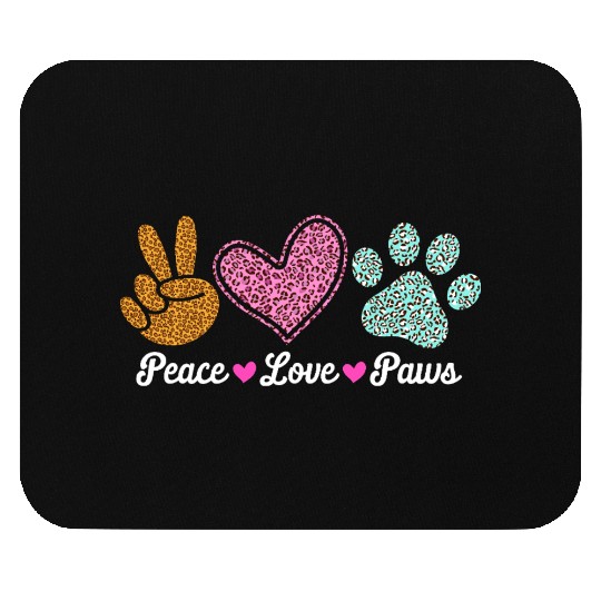 Peace Love Paws Leopard Print Design Mouse Pads