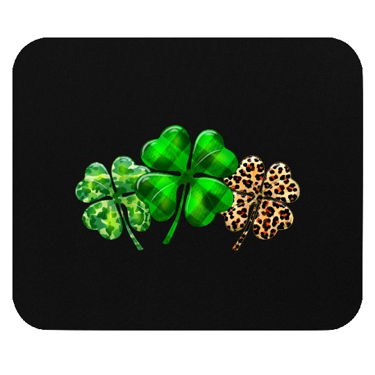 Plaid Shamrock Leopard Camouflage St Patricks Day Mouse Pads
