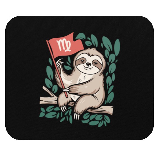 Charming Virgo Zodiac Sloth Embracing the Stars Mouse Pads