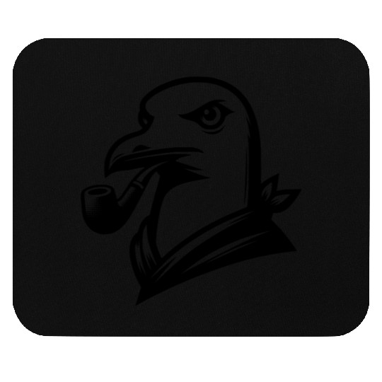 Seagull With Pipe In Cartoon Style Mouse Pads