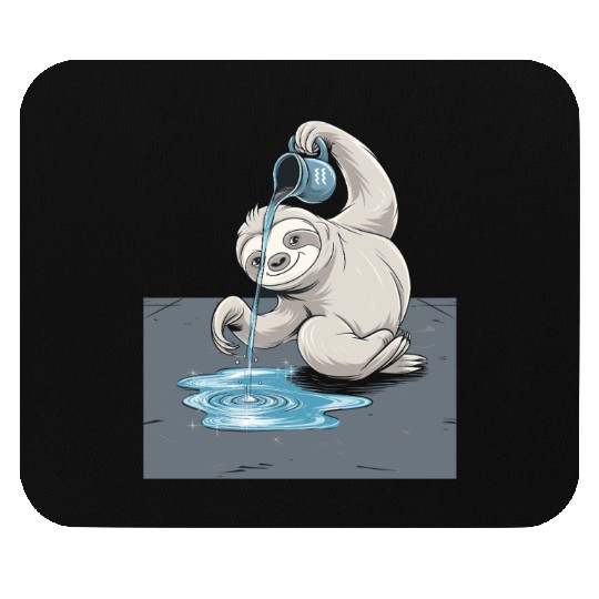 Aquarius Zodiac Sloth Pouring Water with Charm Mouse Pads