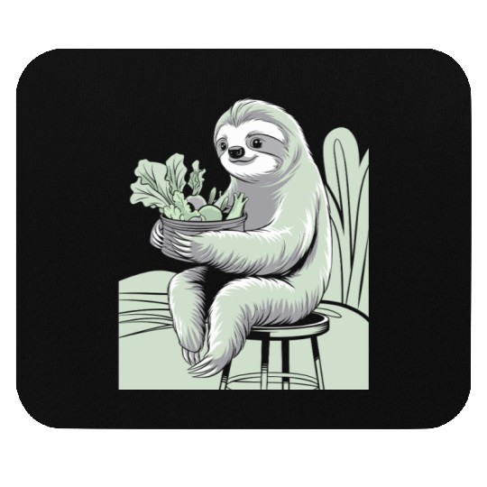 Cute Sloth Hugging Plants Vegan Vegetarian Mouse Pads