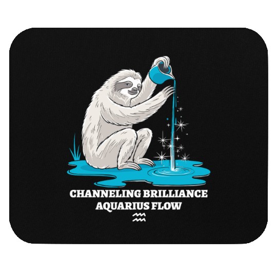 Channeling Brilliance Aquarius Zodiac Sloth Flow Mouse Pads