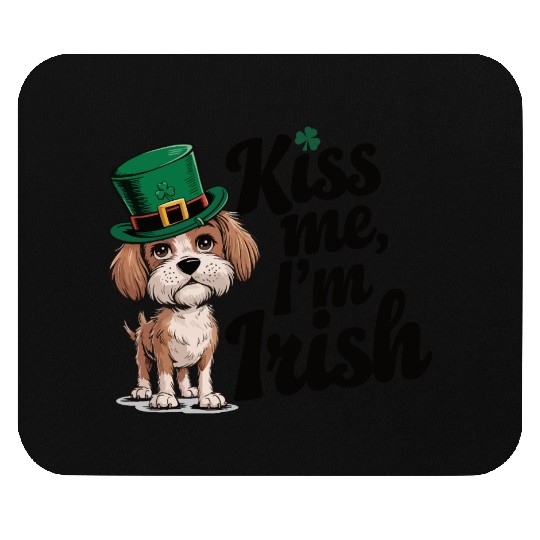 St. Patrick's Day Dog Kiss Me I'm Irish Cute Puppy Mouse Pads