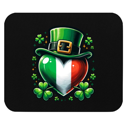 Shamrock Heart Hat Love Mouse Pads