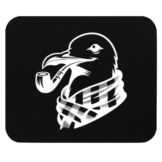 Pipe-diving Seafarer Seagull As A Coastal Motif Mouse Pads