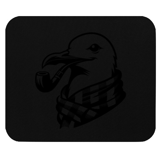 Pipe-diving Seafarer Seagull As A Coastal Motif Mouse Pads