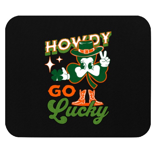 Howdy Go Lucky Saint Patrick's Day Retro Shamrock Mouse Pads