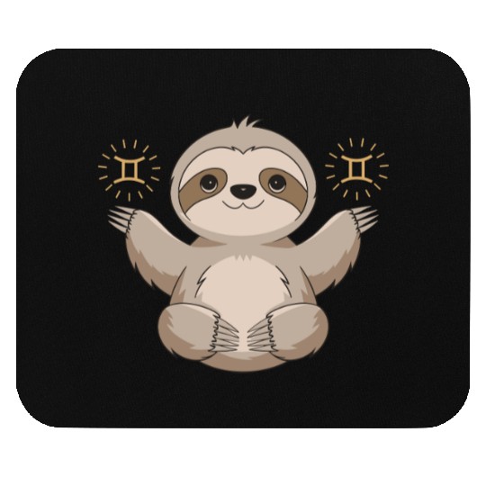 Adorable Gemini Zodiac Sloth Embraces Gemini Charm Mouse Pads
