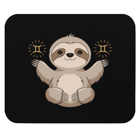Adorable Gemini Zodiac Sloth Embraces Gemini Charm Mouse Pads