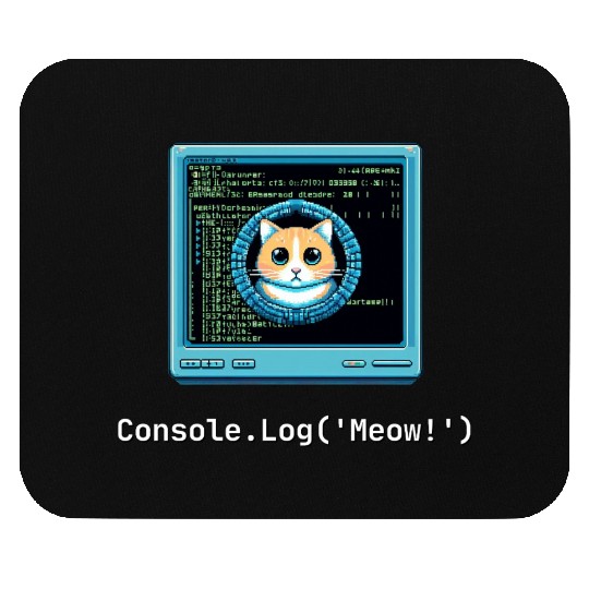 Console.Log('Meow!') Cat Coding Mouse Pads