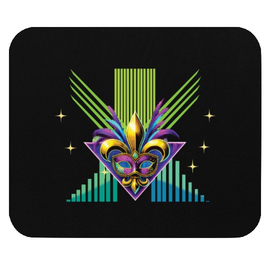 Mardi Gras Retro Synthwave Mask Design Mouse Pads