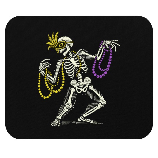 Mardi Gras Skeleton With Beads Dance Mouse Pads